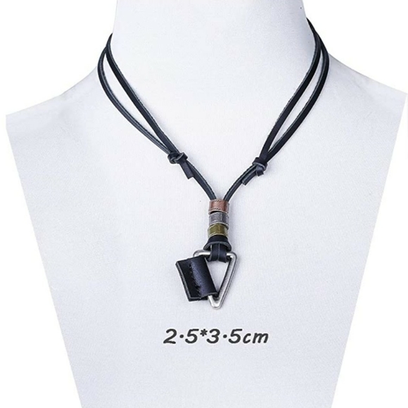 Other - Unisex Black Leather&Stainless Steel Necklace